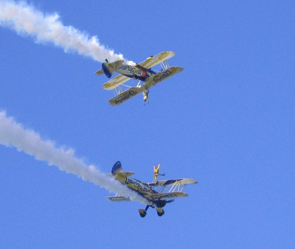  The UK Utterly Butterly display team displaying wing walking. 